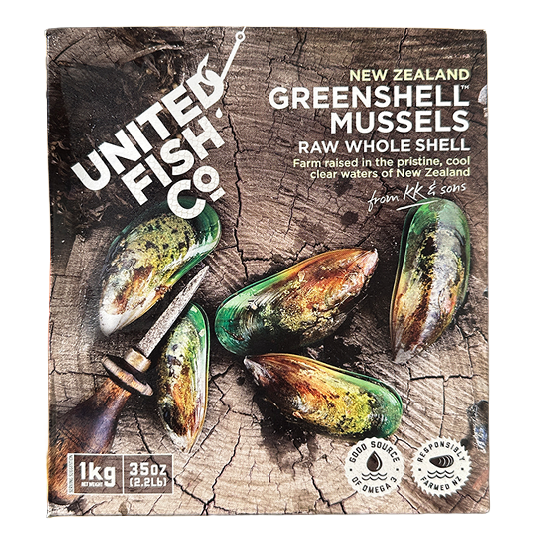 NZ UNITED Green Whole Shell Mussels 1kg*10